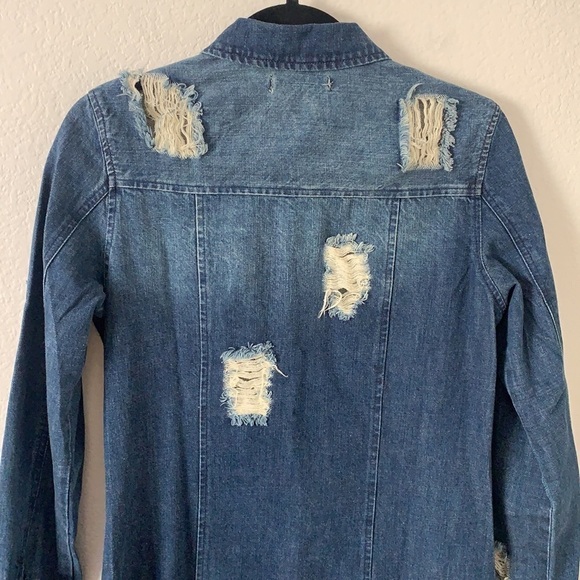 Mebon by Machine Jeans Ripped / Distressed Denim Shirt Dress - Picture 8 of 11
